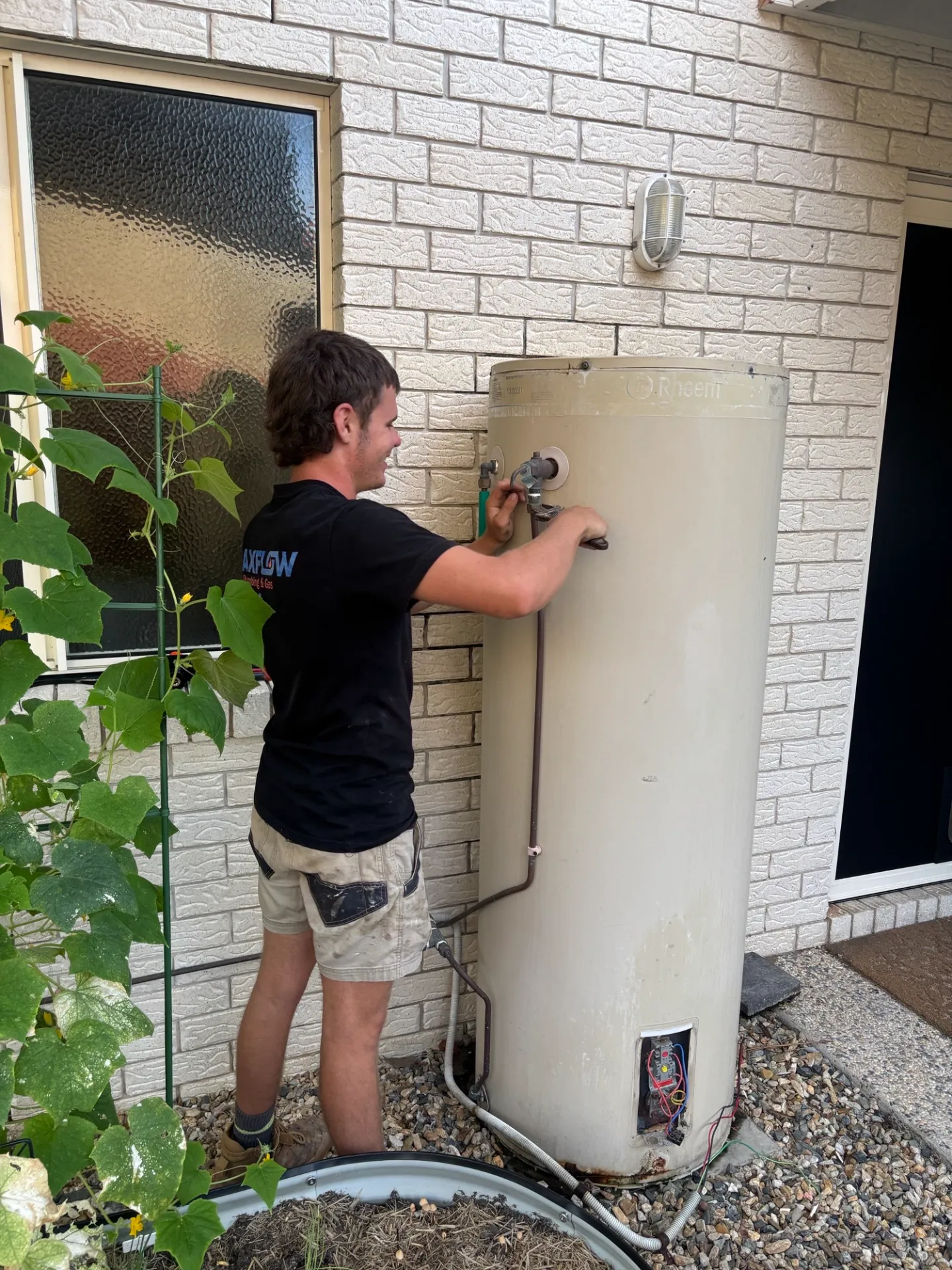 Hot water system installation before the work